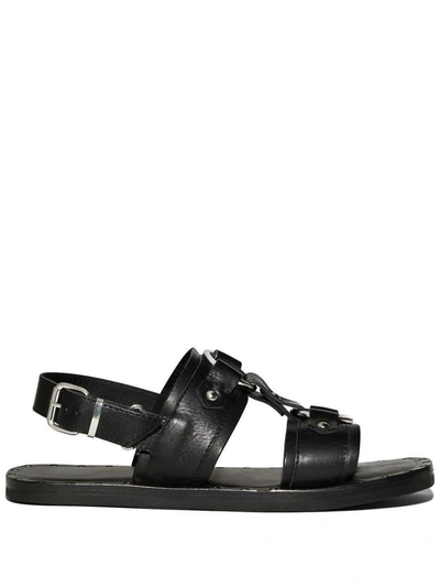 Dsquared2 Harness Flat Vintage Sandals In Black