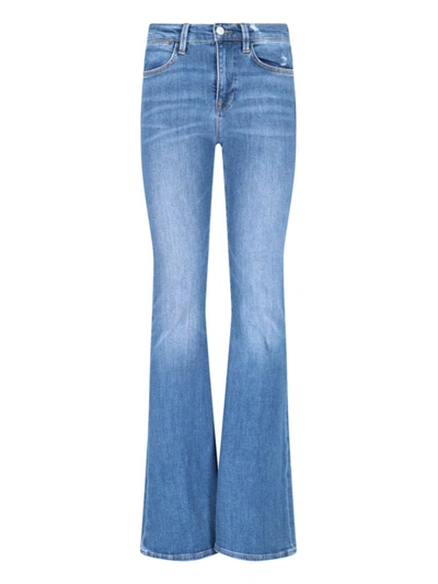 Frame Le High Flare Faded-wash High-rise Recycled Cotton-blend Stretch-denim Jeans In Eros
