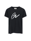 Greg Lauren Solid Color Crew-neck T-shirt With Contrasting Print In Black