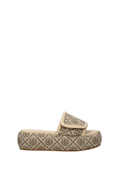 Tory Burch Slippers And Clogs Fabric Beige Cream