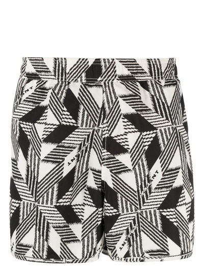 Isabel Marant Geometric-print Swim Shorts In Black