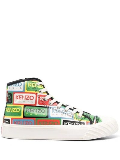 Kenzo Logo-print High-top Sneakers In Green