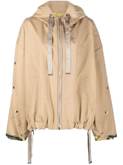 Khrisjoy Khris Snap Hooded Windbreaker In Beige