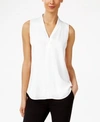 CALVIN KLEIN PLEATED V-NECK SHELL