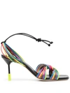 Msgm 75mm Multicolor Leather Sandals In Multicolor