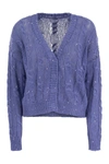 PESERICO PESERICO RIBBED CARDIGAN WITH SEQUINS