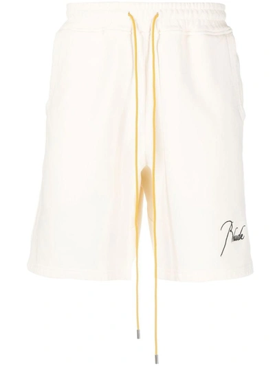 Rhude Logo-embroidered Track Shorts In Yellow Cream