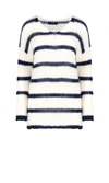 Seafarer Striped Wool Blend Oversized Crew-neck Sweater In White