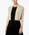 CALVIN KLEIN THREE-QUARTER-SLEEVE GLITTER SHRUG CARDIGAN