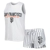 Shop Concepts Sport White San Francisco Giants Reel Pinstripe Tank Top & Shorts Sleep Set