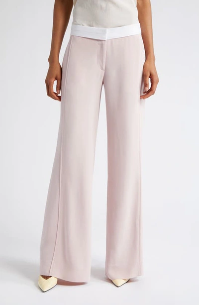 Victoria Beckham Side Panel Wide-leg Trousers In Blush