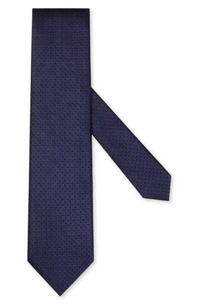 Zegna Graphic-print Silk Tie In Dark Blue