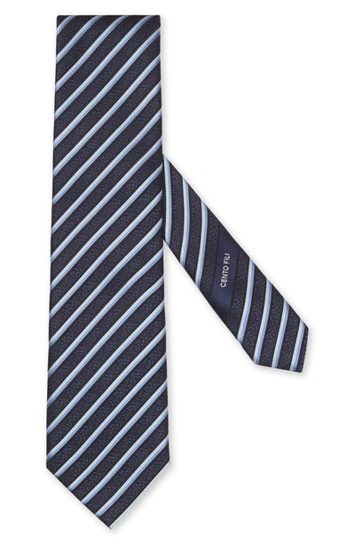Zegna Striped Jacquard Tie In Dark Blue