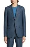 Zegna Dark Teal Blue Trofeo Summer Wool And Linen Jacket In Blue