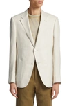 Zegna Off White Microstructured Crossover Linen And Wool Blend Shirt Jacket