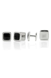 CUFFLINKS, INC SET OF 4 ONYX CUSHION STAINLESS STEEL STUDS