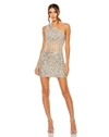 Mac Duggal Sequin Embellished One-shoulder Cocktail Minidress In Nude