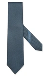 Zegna Men's Micro-geometric Jacquard Silk Tie In Teal Blue