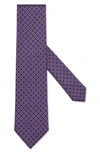 Zegna Geometric-print Silk Tie In Violet