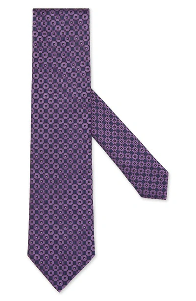 Zegna Geometric-print Silk Tie In Violet