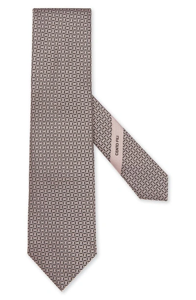 Zegna Cento Fili Embroidered Tie In Pink