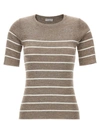 Brunello Cucinelli Lurex Striped Knit Crewneck Top
