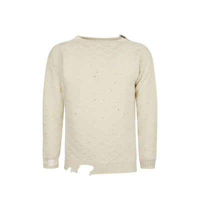 Maison Margiela Knitted Wool Sweater In Beige