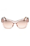Tom Ford Cara 56mm Square Sunglasses In Shiny Pink / Brown Mirror