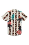 Mavrans Tailored Fit Leo Pantera Waterproof Short Sleeve Performance Button-up Shirt In Ivory