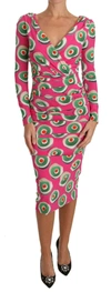 Dolce & Gabbana Pink Silk Cup Cake Sheath Stretch  Dress In Pink