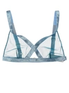TOM FORD IRIDESCENT SABLE TULLE TOP UNDERWEAR, BODY LIGHT BLUE
