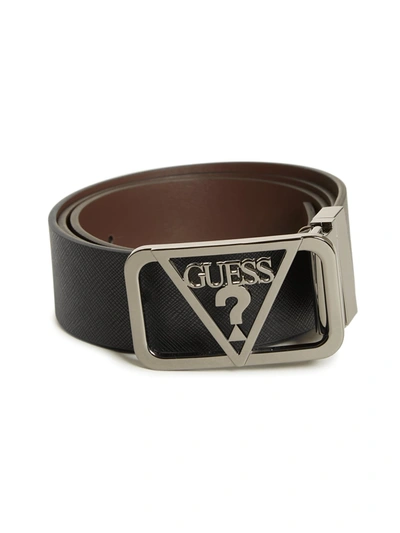 Guess Factory Cutout Logo Plaque Belt In Black