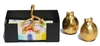 Vibhsa Unique Napkin Holder And Salt & Pepper Shakers Set (golden) In Gold