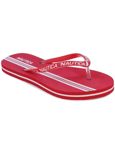 Nautica Hatcher 27 Womens Slip On Casual Thong Sandals In Red