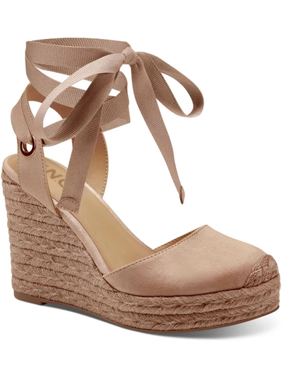 Inc Maisie Womens Faux Suede Padded Insole Wedge Sandals In Beige
