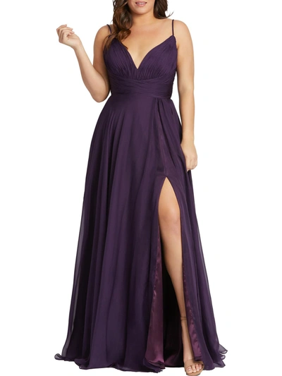 Mac Duggal Plus Womens Sleeveless Maxi Evening Dress In Purple