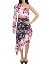 BEBE JUNIORS WOMENS SATIN FLORAL COCKTAIL AND PARTY DRESS