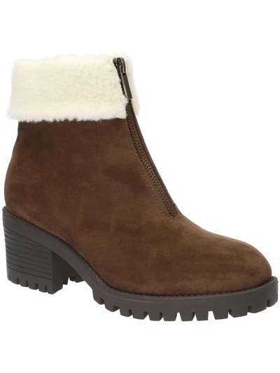Bella Vita Cable Womens Faux Suede Fleece Lined Ankle Boots In Brown