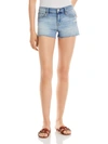 Frame Le Cutoff Fray Hem Denim Shorts In Blue