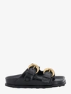 Marine Serre Black Logo Debossed Leather Sandals In Black