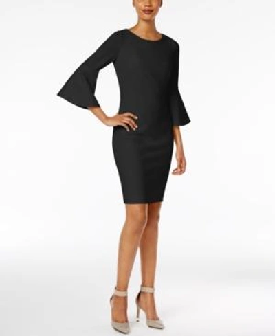 Calvin Klein Plus Size Bell-sleeve Sheath Dress In Black
