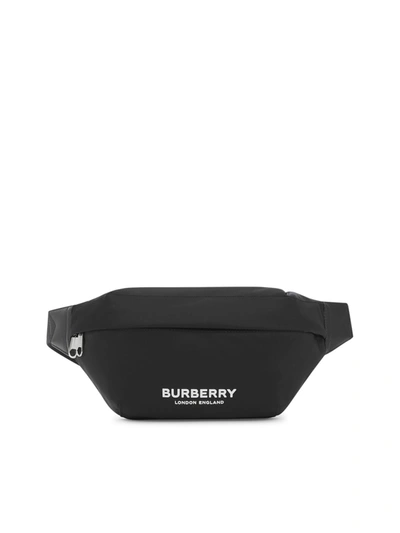 Burberry Sonny Belt Bag In Nylon With Logo Print In Black