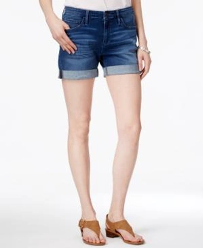 Tommy Hilfiger Th Flex Plus Size Cuffed Denim Shorts, Created For Macy's In Ink Blue