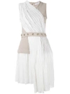 CARVEN CARVEN PANELED BELTED DRESS - WHITE,4023R0112058669