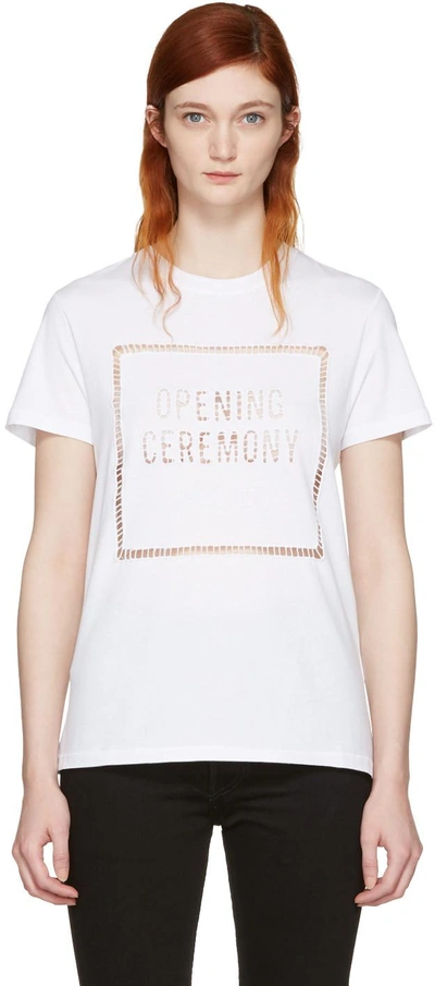 Opening Ceremony Oc Logo Eyelet Cotton T-shirt In White