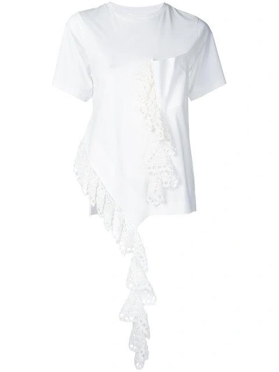 Irene Crochet Frill Pocket T-shirt - White