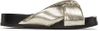 Chloé Metallic Cracked-leather Slides In Grey Glitter