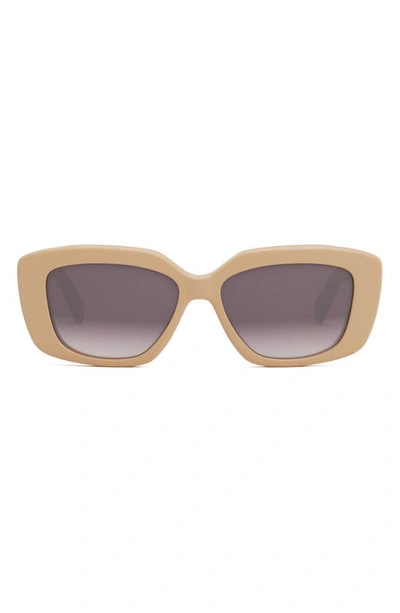 Celine Triomphe 55mm Gradient Rectangular Sunglasses In Shiny Beige