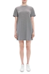 Theory Short-sleeve Knit Mini Shirtdress In Charcoal Multi