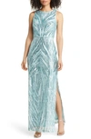 VINCE CAMUTO SEQUIN HALTER NECK GOWN